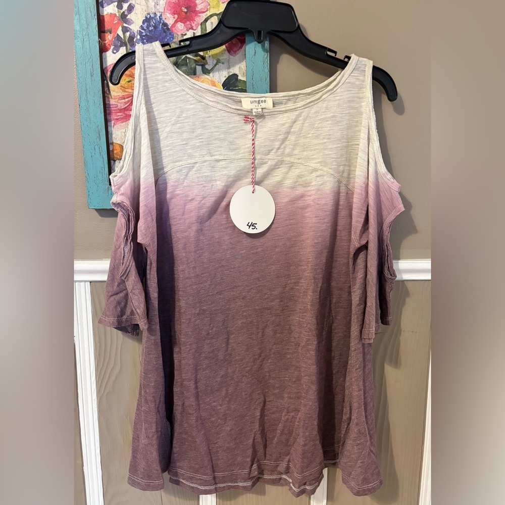 Umgee Lavender to Plum Ombre Cold-Shoulder Tunic